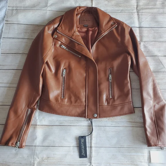 NEW VEGAN LEATHER MOTO JACKET NEW - Picture 5 of 12